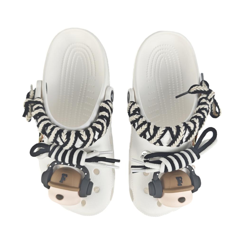 Crocs Crush Clog EVA Murray Puppy Decorative Buckle Hand Painted Graffiti Casual Stylish Versatile Hole Shoes Unisex White