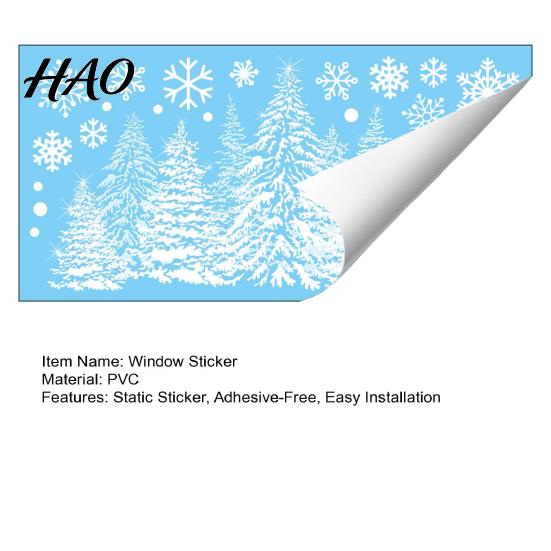 Festive Window Display Christmas Tree Snowflake Static Sticker, Double-sided Cling Decal, Holiday Decals Reusable PVC Glass for Parties Double