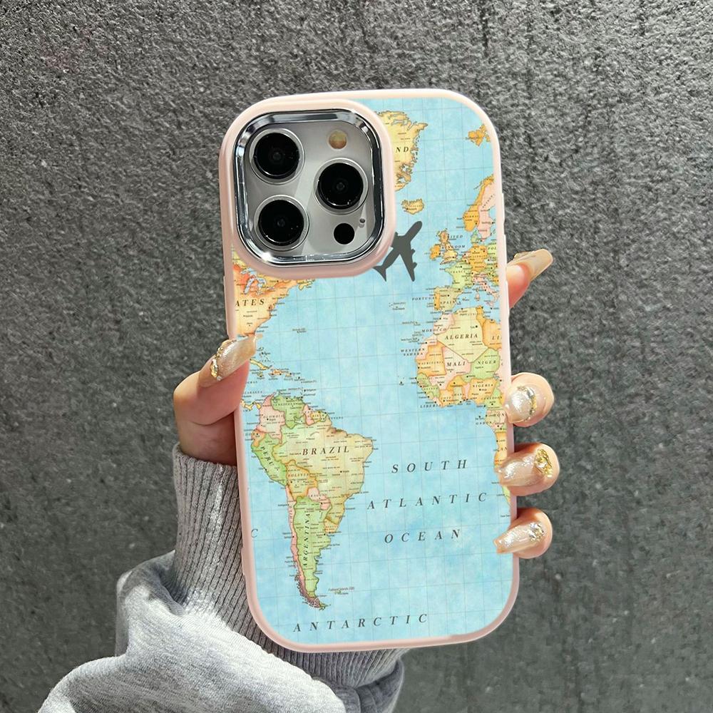 

Мягкая задняя крышка N90 Maps art design для Samsung S23 Plus S24 Ultra A54 A14 iPhone 16 Pro Max Xiaomi Redmi Note 13 Plating Frame Camera Protector Case Infinix Note 30 4G/5G