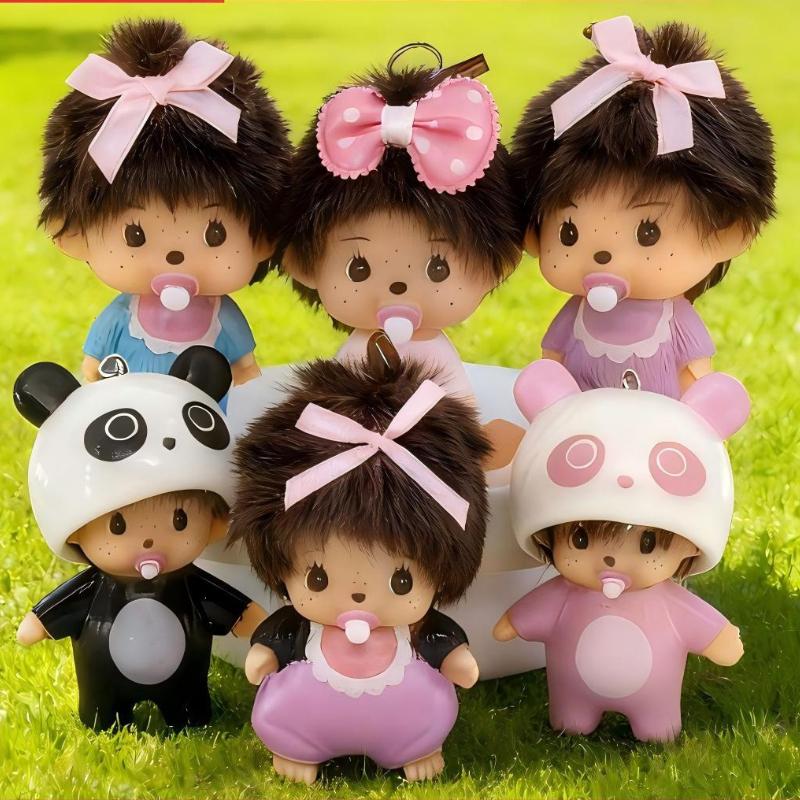New Style Monchhichi Keychain Cute Monchi Kitty Keychains for Bags Children's Day Gift Toy Model Doll