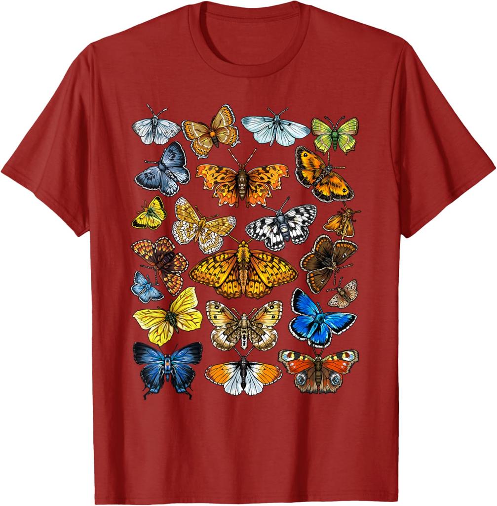 Butterfly Collection Graphic Tee Men Women Casual Short Sleeve Crewneck T-Shirt