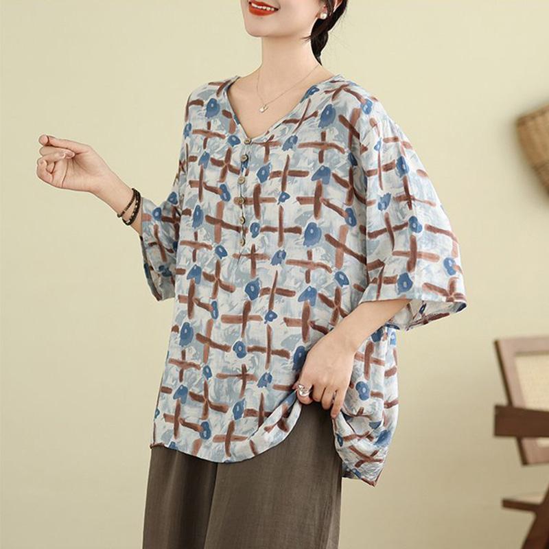 T-shirt damski letni duży rozmiar bawełniany T-shirt miękki luźny z nadrukiem casualowy wygodny wkładany T-shirt top