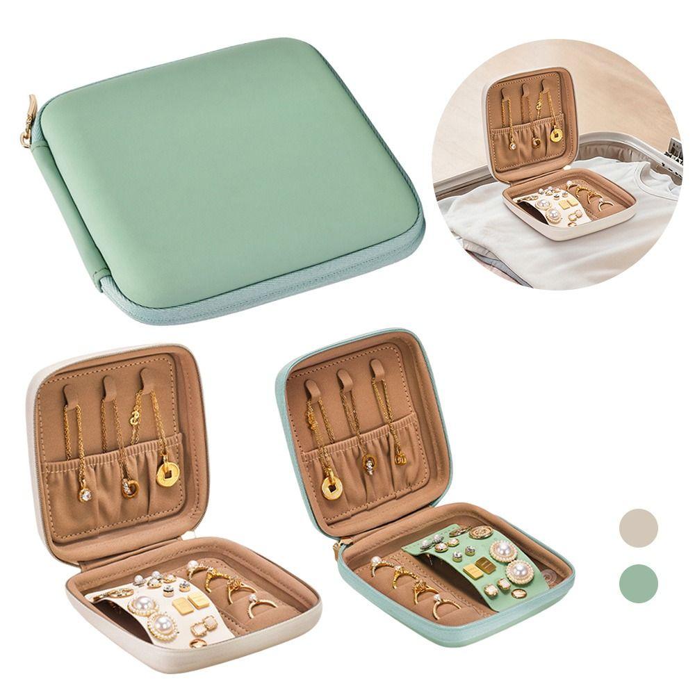 Earrings Ring Necklace Storage Jewelry Storage Box Zipper Jewelry Case  Travel Organizer