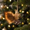 Soft Fabric Animal Pendant Christmas Squirrel Ornaments for Tree, Cute Felt Plush Woodland with Pine Xmas Garland Decorative Accents Cone, Hanging
