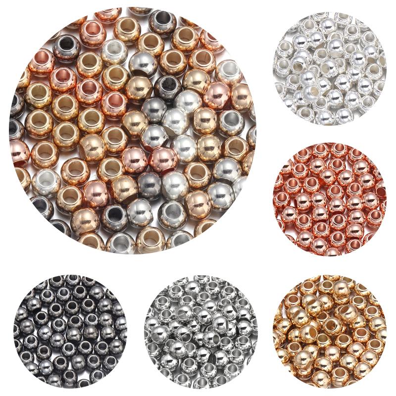 20-100pcs/lot 6 8 10 12 14mm Plastic CCB Beads DIY Bracelet Necklace Big Hole Loose Spacer Beads For Jewelry Making Wholesale