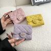 2026 New Caviar Patterned Cowhide Long Three Fold Wallet Hand-held Bag Chain Strap Crossbody Genuine Leather Women's