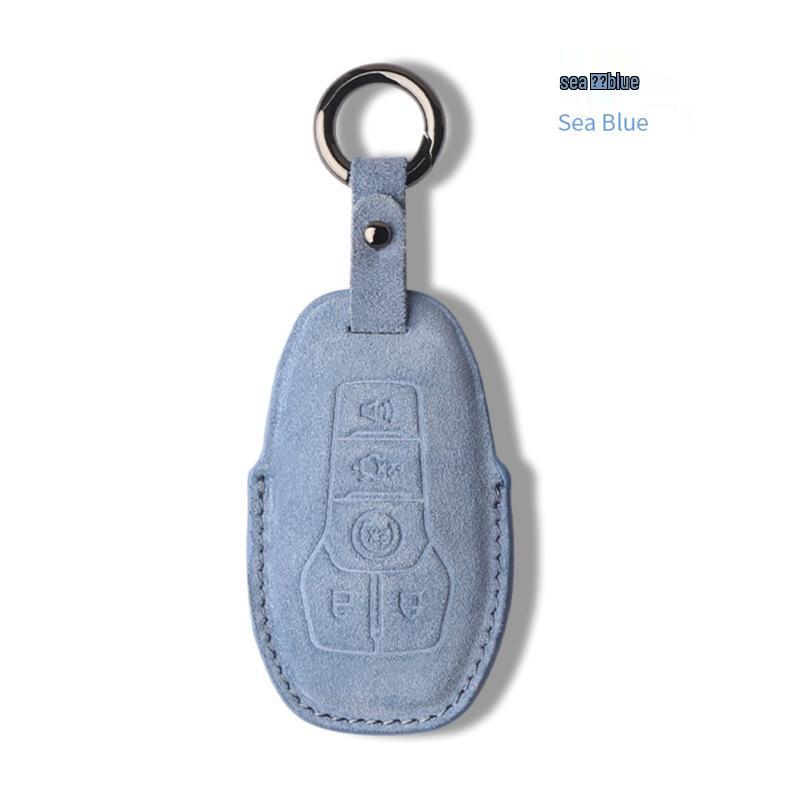 Genuine Leather Key Case for 2017-18 Ford Explorer/Mustang with Suede Buckle