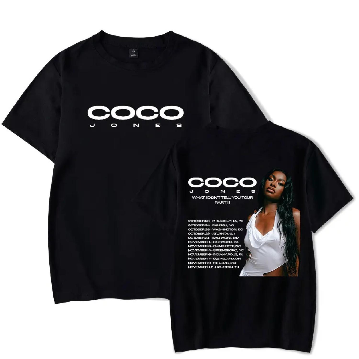 Coco Jones Tshirt Crewneck Short Sleeve T-shirt Men Women Streetwear Printing Casual Fashion Hip Hop Clothe S чёрный