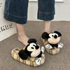 Papuci de casă 3D Mickey desene animate pentru femei, toamnă-iarnă 2025, noi, de exterior, călduroși, papuci de bumbac tip half-towed