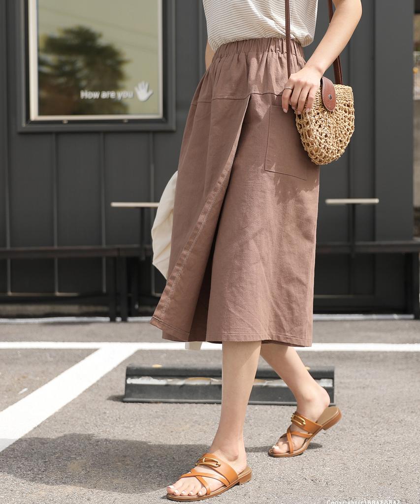 Ppaeppae All-Elastic Linen Touch 3/4 Wide Secret Skirt Pants
