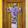 Elegant Artificial Bow Wreath Cartoon Door Wreath Ornament  Happy Easter Decorations