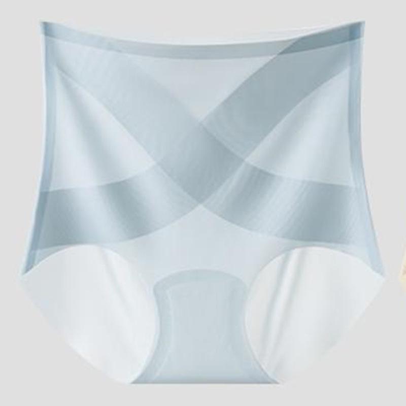 Ice Silk High Waist Cross Abdomen Control Panties - Seamless, Breathable, Quick-Drying Lift for Women