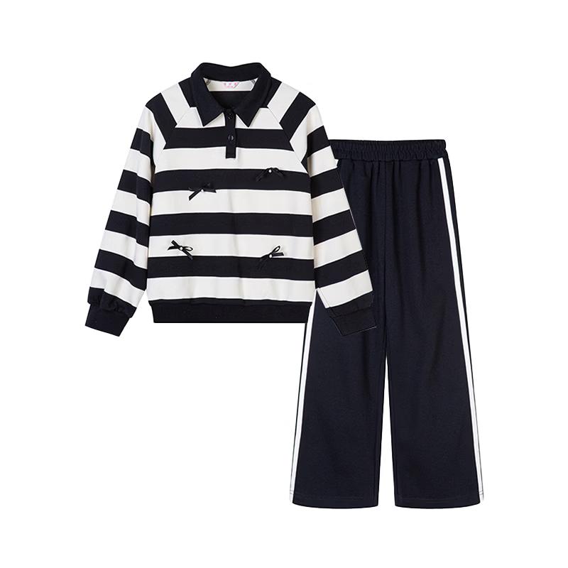 

Fuluomi Girls Striped Top & Straight-leg Pants Set 110