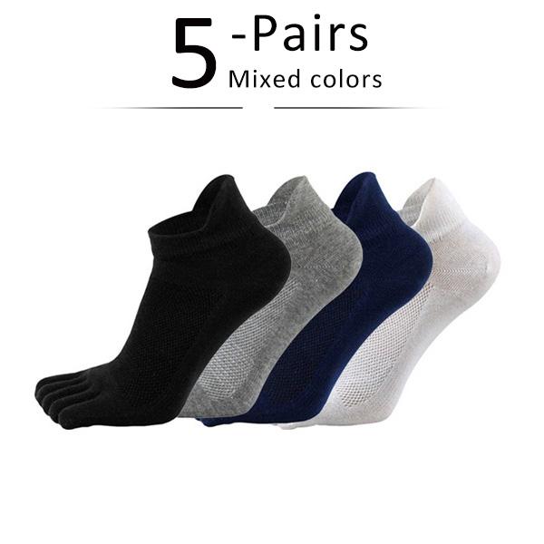 5 Pairs Socks With Toes Mans Cotton Solid Breathable Protect Ankle No Show Socks Summer Five Finger Socks Sokken Good Quality