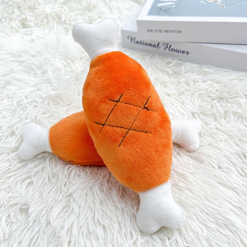 Dog Bones Chicken LegsFruits Carrots Pet DogsCat Plush Sound-making Chewable Cat Toys