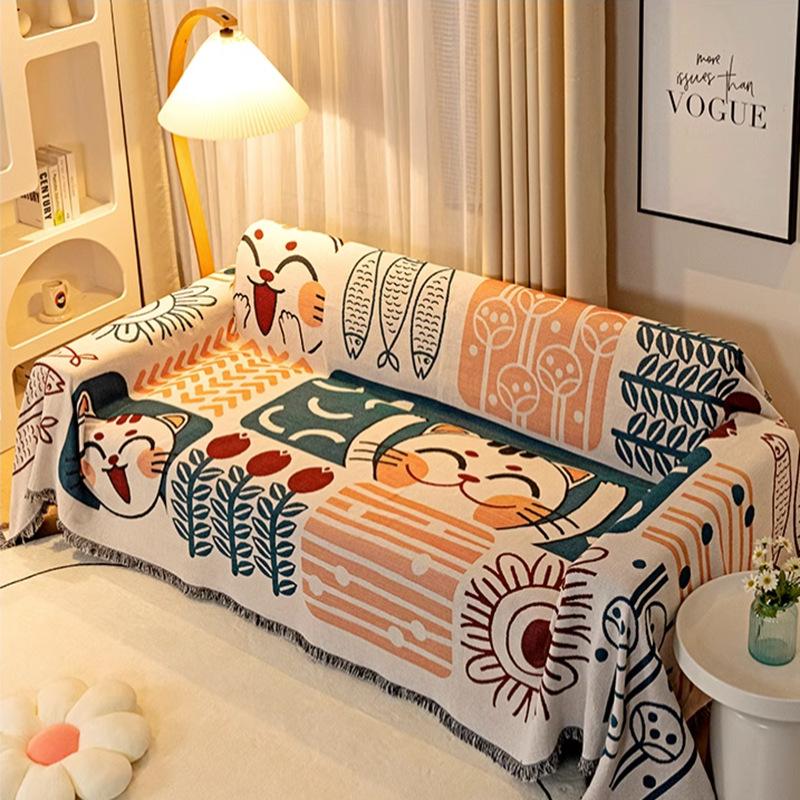 Nordic Instagram Style Sofa Cover Sofa Towel Cover Cloth Outdoor Living Room Sofa Cover Towel Double-Sided Thickened Baby Sling Camping