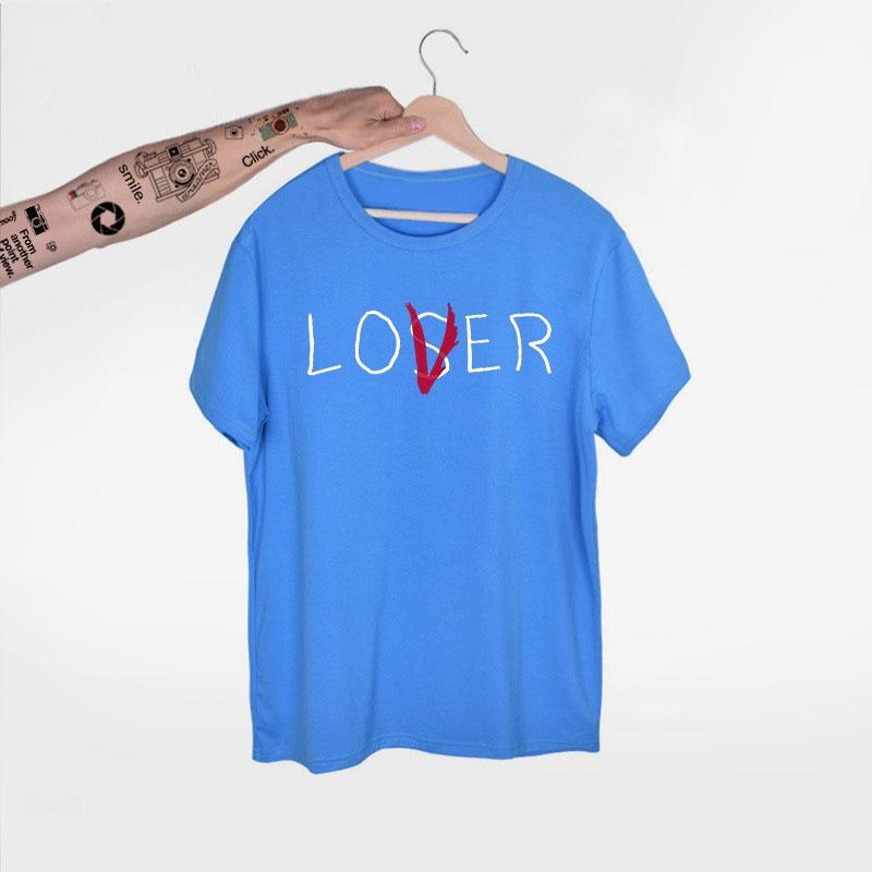 Stylish Unisex Fun Lover Loser Lettering Printed Short Sleeve Top T-shirt For Everyday Wear