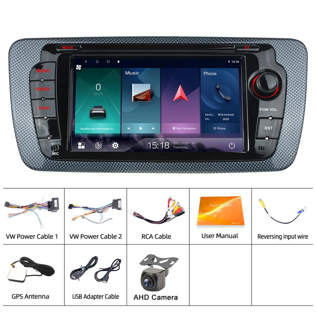 7inch Car Radio Android13 for Seat Lbiza 2009-2013 Multimedia Player Android Auto Carplay GPS WIFI Bluetooth SWC