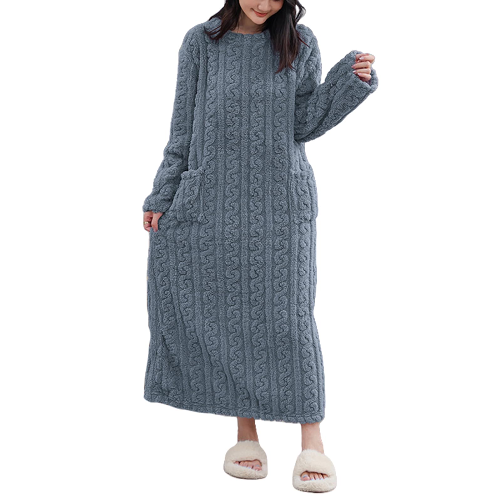 

Пушистое платье-пижама, пижама, носимое, свободное, больших размеров, доступно во многих холодных [МЕМ XTRA] женское - домашняя одежда, халат, одеяло, теплое, на флисовой подкладке, посадка,