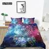 Dream Catcher Duvet Cover Set Kids Bohemian Mandala Boho Chic Feather Bedding Set Full Size Tie Dye Purple Polyester Duvet Cover three-piece set