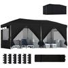 3 X 6 M Pop Up Canopy with UV50+ Protection Garden Gazebo with 6 Sidewalls, Black