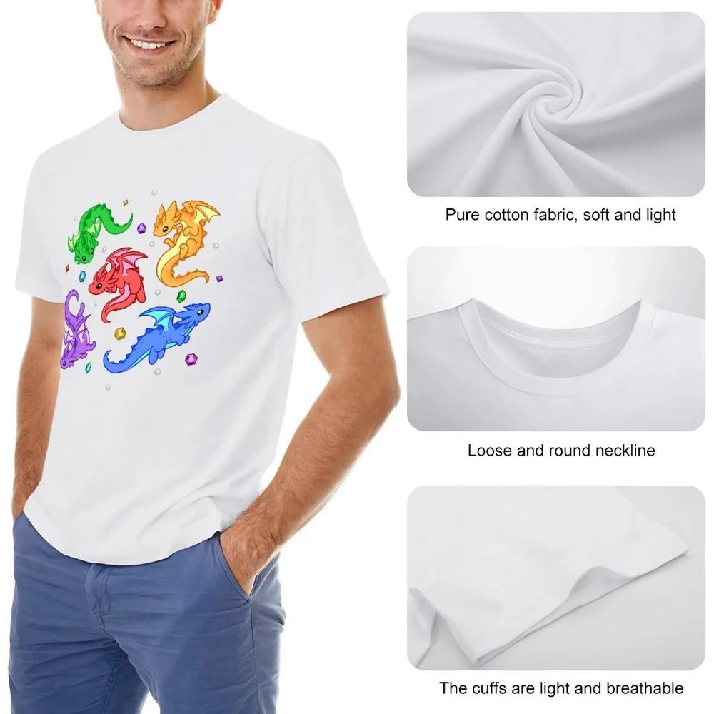 Gem Dragon Pattern Classic For Sale T-shirt Round Neck Motion T-shirts Premium Travel Geek Eur Size