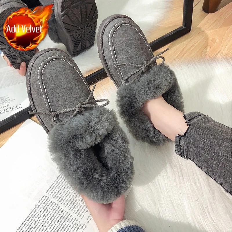 

Fashion Height Increasing Furry Woman Shoes Butterfly Bow Cotton High Quality Autumn Winter Plush Warm 2025 Novelty Snow Boots for Women 40