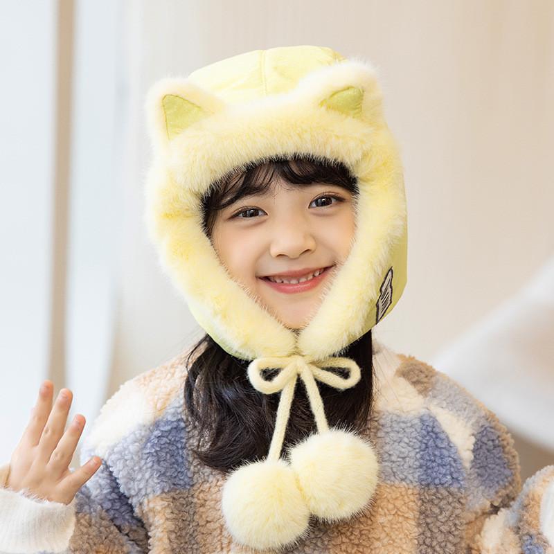 Childrens Winter Cotton Cap With Plush Lining For Cold Weather Play And Outdoor Activities