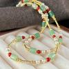 Retro High Quality Strong High Gloss Imitation Pearl Natural Chalcedony Dongling Jade Necklace Collarbone Chain Sweater Chain