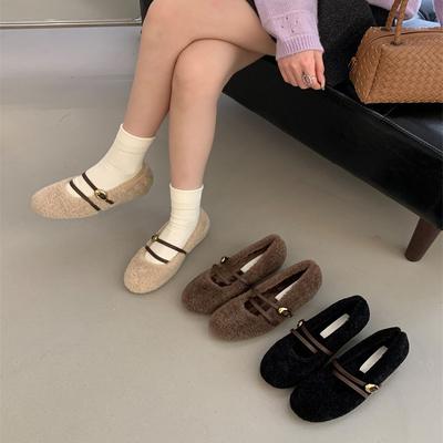 Franse avondwind kruisgesp riem Mary Jane katoenen schoenen dames 2025 herfst en winter nieuwe draag comfortabele en veelzijdige Mao Mao schoenen