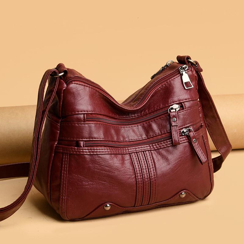 Pu Leather Crossbody Bag For Middleaged Women With Multiple Compartments For Casual Travel