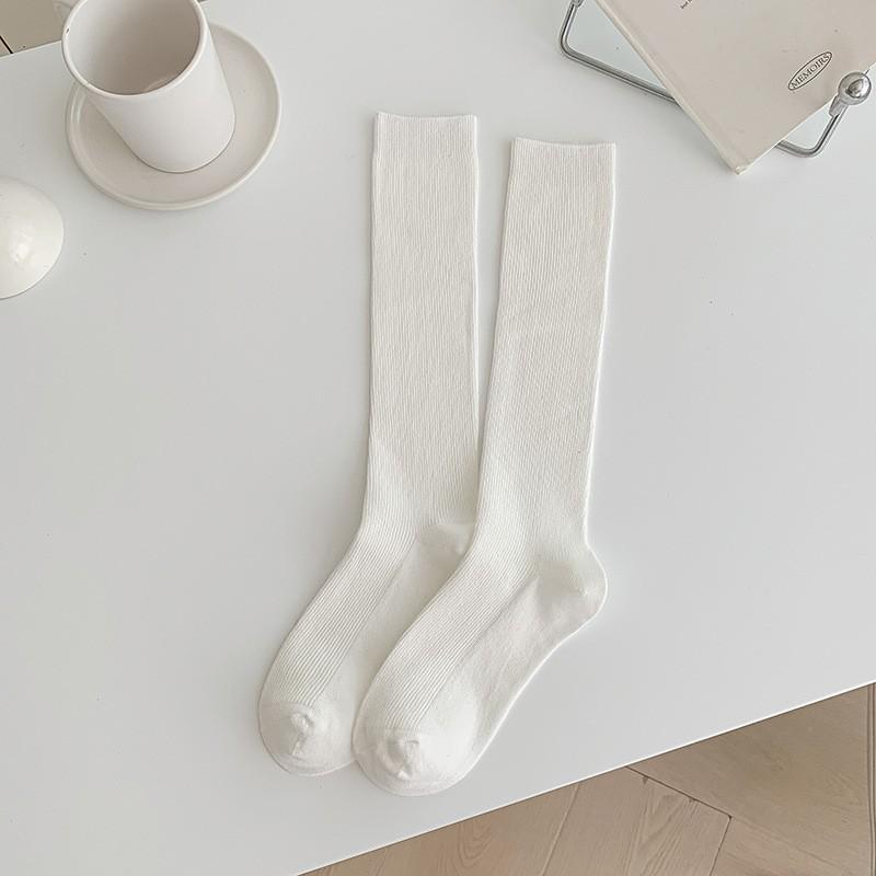 Socks Pure Cotton Calf Socks Pressure Thin High Stockings Cotton Double Needle Boneless Stacking Socks
