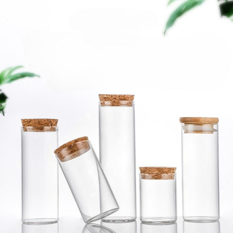 6pcs Cork 47mm Glass Bottle Mini Candy Jar Test Tubes Flower Powder Storage Container Bottles Borosilicate Holder Wish Wishing