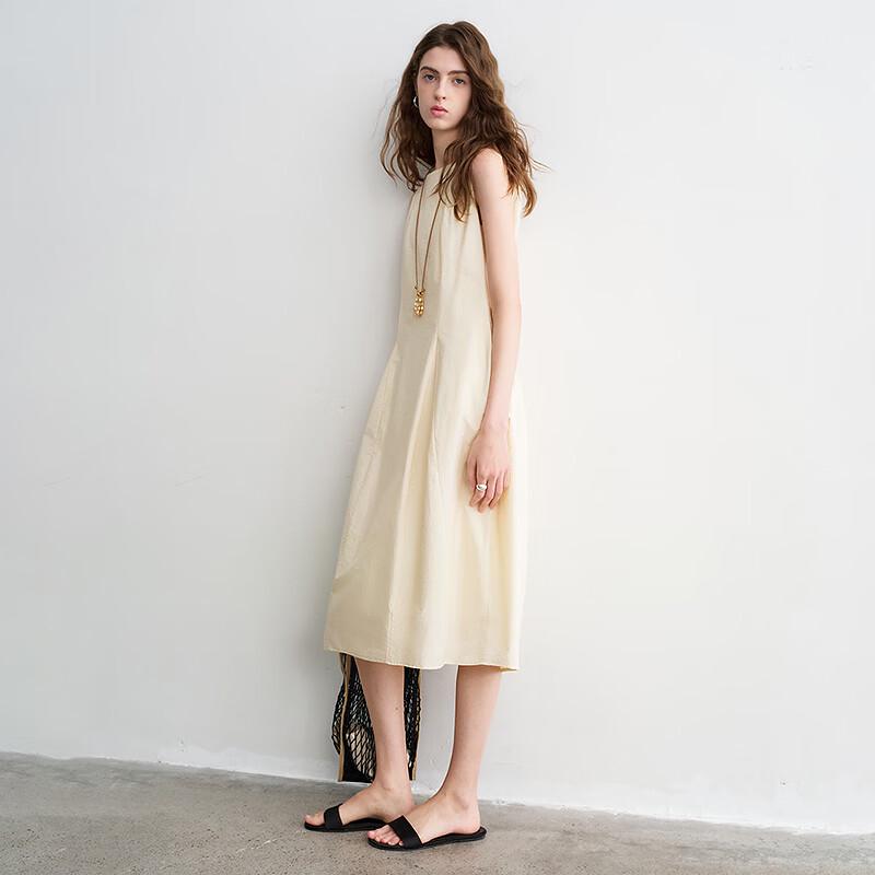 Chuyu Women's Wrinkled Texture Cinch-Waist Mid-Length Dress