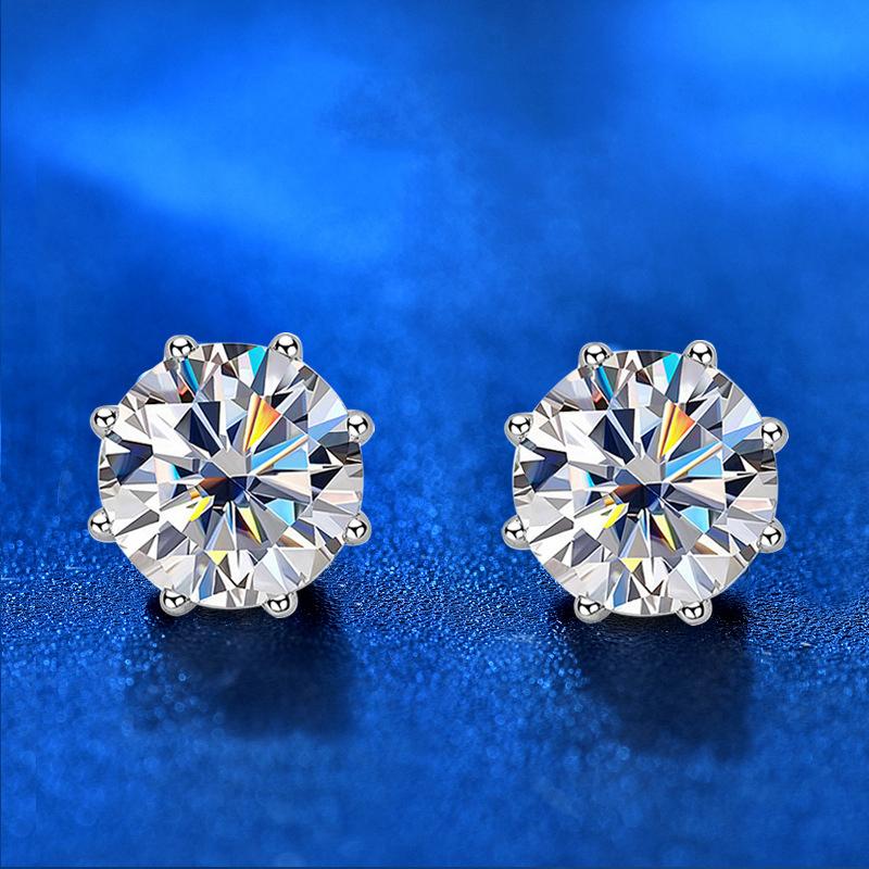Luxury 925 Sterling Silver Women Earrings 2 .0ct D Color Moissanite Stud Earrings For Women Bride Sparkling Wedding Jewelry Gift