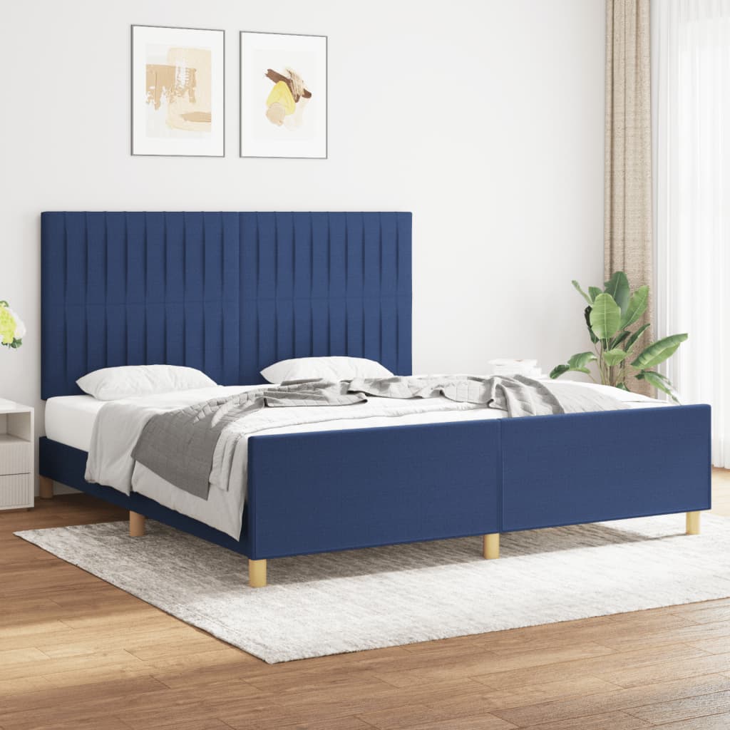 Bed Frame without Mattress Blue 180 x 200 cm Fabric