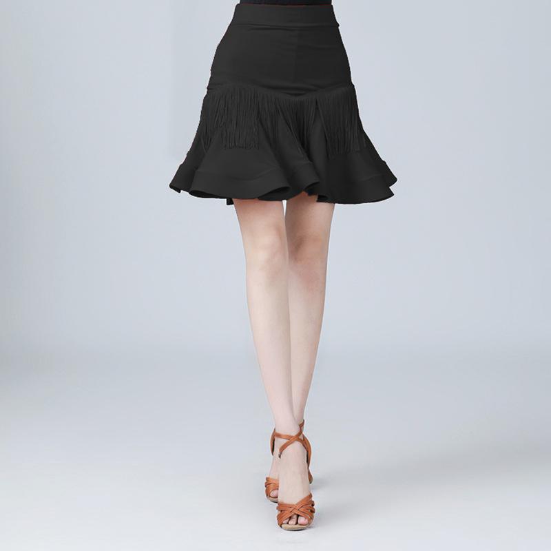 Latin Dance Women's Short Skirt Senba Belly Modern Dance V-shaped Tassels Fishbone Skirt
