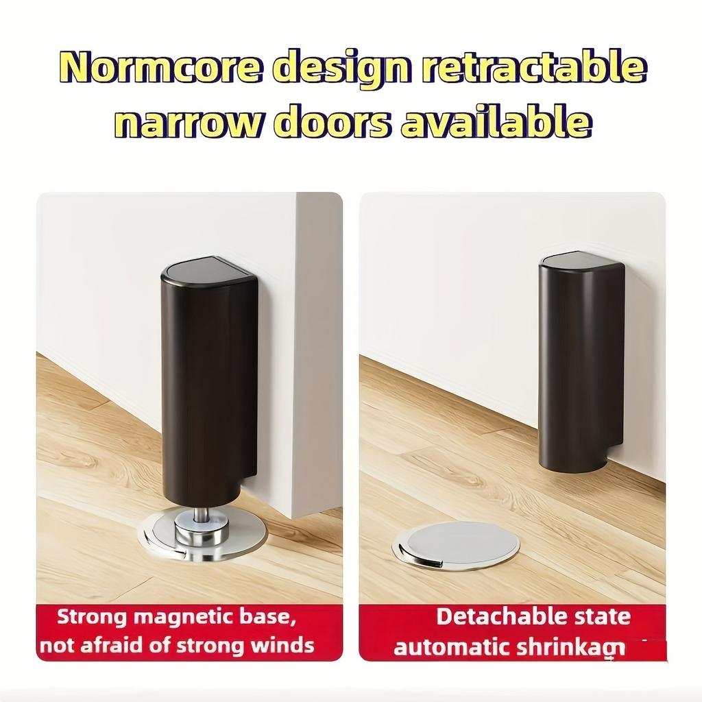 Ultratunn Magnetisk Dörrstopp - Tyst och Kollisionsfri, Borrfri Installation, Vindtålig och Justerbar Höjd