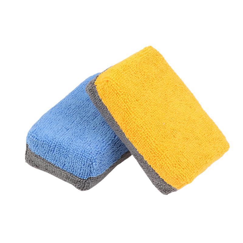 Microfiber Car Cleaning Pad Double Side Leather Scrubbing Sponge Soft Car Detailing Wash Sponge Car Interior Cleaning Tools