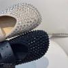 Fashion Women Flat Shoes Vulcanize Designer Loafers Diamond Rivet Mary Jane Shoes Woman Studded Crystal Women Flats Ballet Lolita Shoes