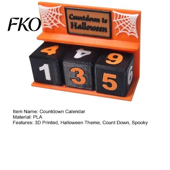 Halloween Decor Countdown Calendar Block, 3D Printed Advent Calendar, Spooky Daily Holiday Count Down to Table for Mantel, Tiered Tray Family