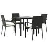 VidaXL Garden Dining Set Cushions 5pcs Black Wicker, Dining Set, Dining Set 3185098