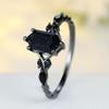 Black Gold Plated Galaxy Sandstone Ring for Women Vintage Gothic Black Crystal Engagement Ring Statement Jewelry