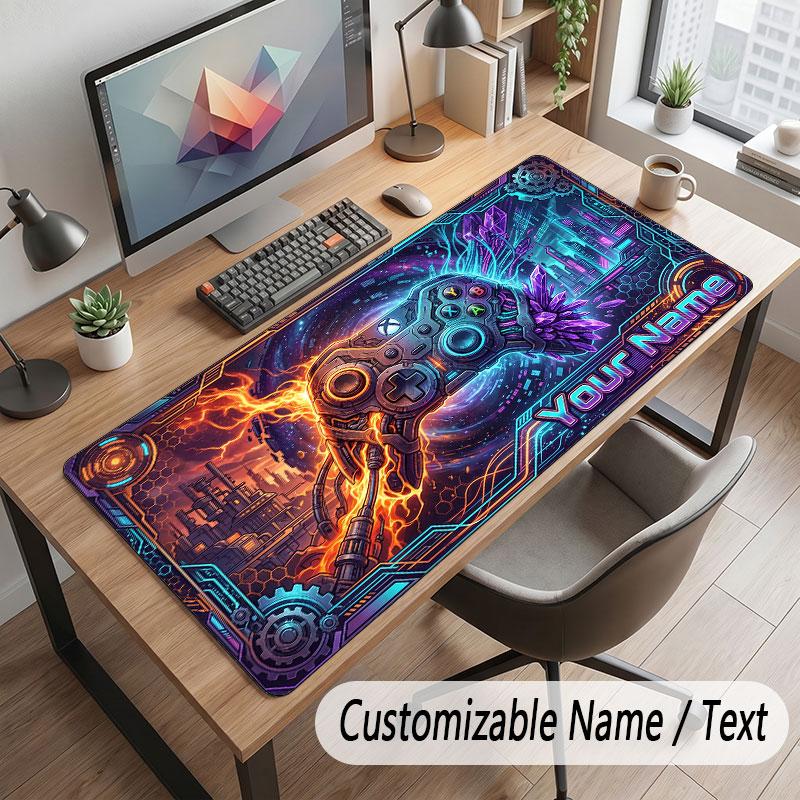 City Cyberpunk Theme Customized Mouse Pad Personalized Print Name Text Desk Mat For Home Office Table Decor