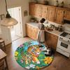 Bamboo Forest Tiger,Round Area Rug,Carpet Rug for Living Room Bedroom Sofa Playroom Decor,Non-slip Floor Mat