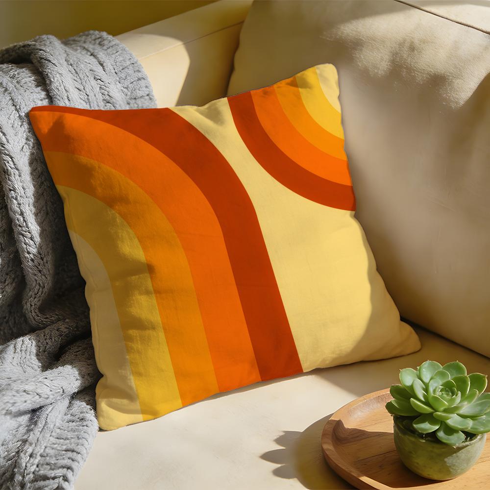 Cushion Cover  Washed Linen  Soft Breathable Decorative Case For Sofa Home Rainbow Series Geometric Print Pillow cover
