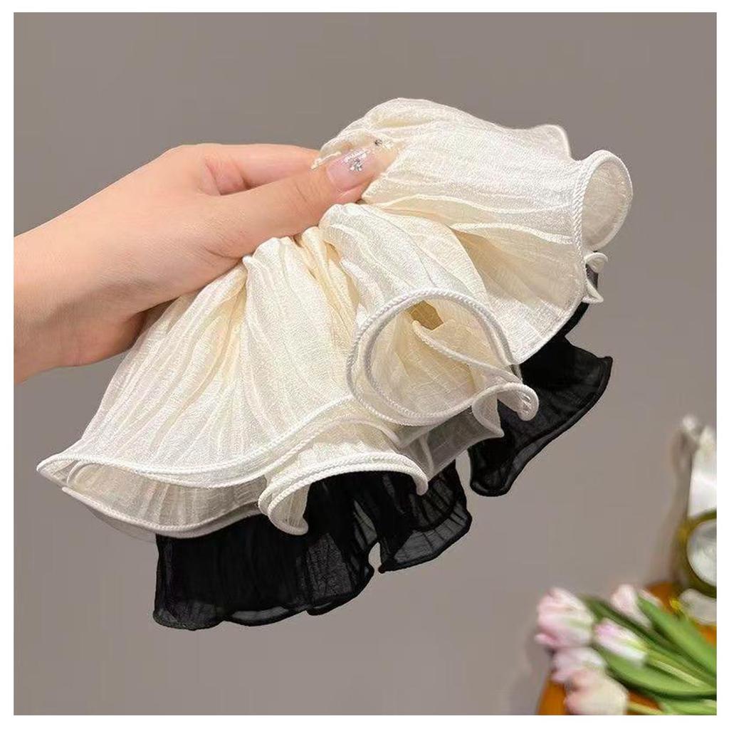 Langzu Large Pearl Satin Hair Elegant and Stylish for Everyday Leaves No Adds Volume to Hair Scrunchies, Ties, Use, 2-Piece Set, Marks, Hair, Women's