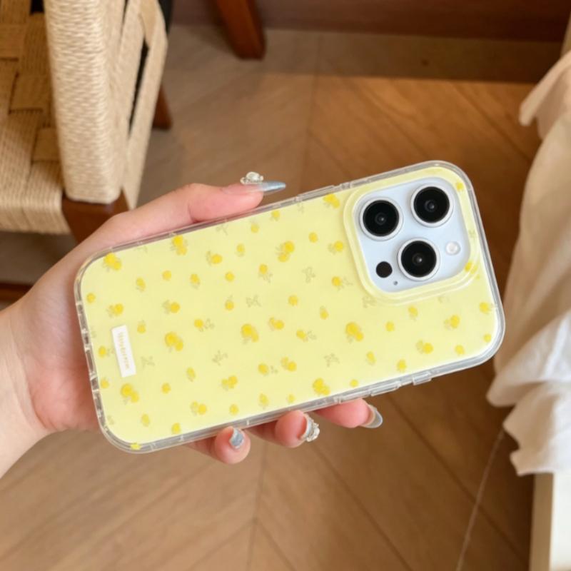Cute Yellow Rose Flower Pattern Phone Case For iPhone 17 Pro Max 16 15 14 13 12 11 Pro 16e 17Air X XR XS Max 7 8 Plus Soft Cover