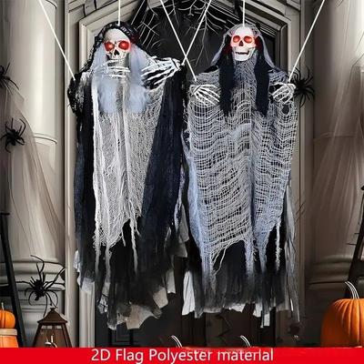2D Halloween Horror Skull Bride Background Cloth Halloween Horror Atmosphere Haunted House Indoor And Outdoor Decoration Supplie