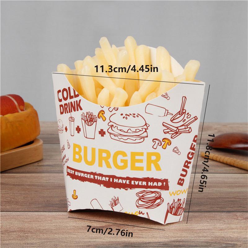

50Pcs Paper French Fry Box Disposable Paper Charcuterie Cup Fruit Salad Packing Box Diy French Fries Holder Food Truck Package 2